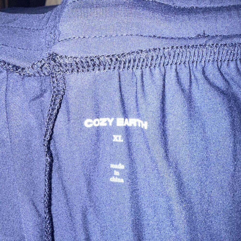 Cozy Earth Bamboo Stretch Knit Short Sleeve Pajama Set - Navy/White XL - Picture 12 of 13
